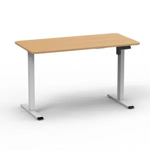 โต๊ะยกไฟฟ้ามอเตอร์เดี่ยวสีขาวแบบ2SR2B-1ขาตั้งปรับความสูงได้กรอบโต๊ะพร้อมกล่องควบคุมและบนโต๊ะ