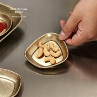 Plats de service polygonaux en acier inoxydable doré pour sauces barbecue et assaisonnements de fondue