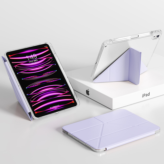 Kenke Premium Leather Auto Sleep Wake Y Fold Design Pencil Holder Folio Stand Clear iPad Pro Case for 10.9 Inch iPad 10th