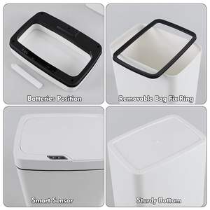 Poubelle de salle de bain intelligente en ABS avec ensachage automatique, couvercle électronique, capteur de mouvement étroit sans contact, blanche, pour la vente en gros - Product Image 6