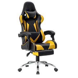Chaise de jeu Orange <span class=keywords><strong>noir</strong></span> dossier haut de haute qualité chaise de jeu confortable siège en gros de voiture de course OEM personnalisé - Product Image 3