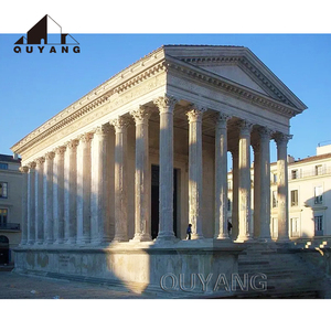Qyang biệt thự ngoài trời lớn trang trí cột màu kem Ai Cập đá cẩm thạch rắn chịu lực Roman trụ cột - Product Image 6