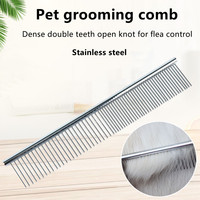 Peigne double face en métal argenté pour animaux de compagnie, en acier inoxydable, pour chiens et chats, peigne anti-puces, brosse de toilettage pour animaux de compagnie, vente chaude