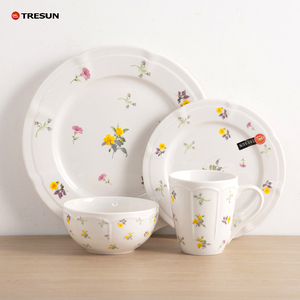 16 pieces Europe Style Floral Pattern Luxury Ceramic Porcelain Dishwasher Safe Dinner Plates Dinnerware <b>Set</b> for wedding - Product Image 5