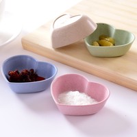 Assiette à sauce en forme de cœur en paille de blé de qualité alimentaire réutilisable, mini-bol à trempette pour condiments de fête