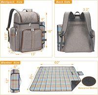 Sac à dos de pique-nique pour 4 personnes, ensemble isotherme étanche, pochette à vin, design à double étage - Utilisation en plage, camping, parc