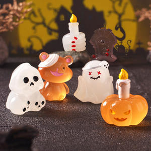 Wholesale Halloween Micro-Landscape Resin Keychain Cross-Border Luminous Pumpkins Stones <b>Car</b> Central Control Handmade Carved - Product Image 5
