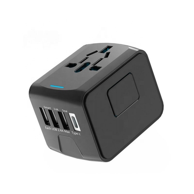 Universal Smart USB Wall Charger High-Speed International Travel Power Adapter with 3 USB Type-C Global Electrical Plug Socket