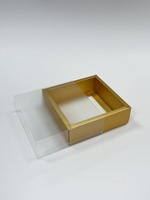 Benutzer definiertes Logo und Größe Papier karton Schubladen box Gold Farbe mit transparentem Fenster für Hochzeits geschenk verpackung