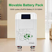 Batterie solaire LiFePO4 32KWH 51.2V 628AH, 10000 cycles, BMS intégré, RS485/CAN, pour stockage d'énergie domestique/hors réseau/commercial