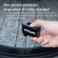 CYCLAMI A2 Mini pompe à air portable sans fil pour vélo Gonfleur électrique en aluminium Valve Schrader Presta Affichage numérique pour l'extérieur