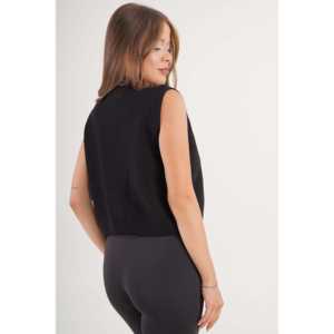 Chaleco Negro de Punto sin Mangas con Botones de Caracol, Ropa Exterior para Mujer - Product Image 2