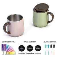 Mug à café isotherme en acier inoxydable à double paroi de 12 oz, couvercle anti-fuite, grande poignée confortable, base antidérapante en silicone