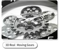 Haut de gamme Vintage Design Gear Clock Moderne Quartz Mur Monté Gear Rétro Industriel Horloge Ronde Artisanat Horloge