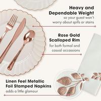 Assiettes à dîner en plastique élégantes avec bord festonné et bordure dorée, vaisselle jetable, assiettes de service décoratives en plastique