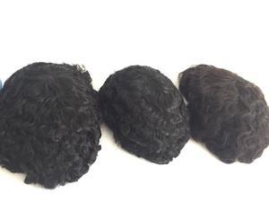 4Mm 6Mm 8Mm 10Mm 12Mm 15Mm 20Mm Zwitserse Kant Unit Vervangende Producten Zwart menselijk Haar Wave Kinky Afro Krullend Mannetjes Mannen Toupet - Product Image 5