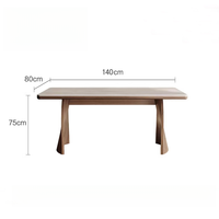 Ensemble de table à manger de style moderne et luxueux pour salon, base stable, plateau en bois massif et pierre, design nordique, 6 places, assemblé