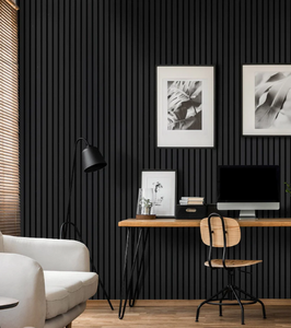 Panneaux acoustiques muraux en bois <span class=keywords><strong>de</strong></span> chêne naturel MDF noir à lattes pour <span class=keywords><strong>studio</strong></span> |   Panneaux muraux imperméables et insonorisés 240 cm x 60 cm pour la pièce | - Product Image 2