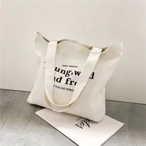 Пользовательские большой вместимости плечевая сумка для покупок хлопок холст с молнией
