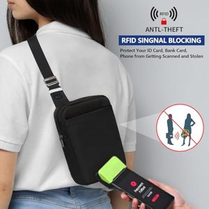 תיק sling קטן לגברים ולנשים עם rfid, נגד גניבה קרוסדרסינג תיק נסיעות מזדמנים עבור טיולים רגליים - Product Image 4
