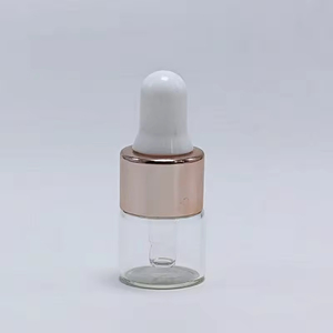 Flacon compte-gouttes en verre ambré transparent de 1 ml, 2 ml, 3 ml, 5 ml pour huiles essentielles avec bouchon rose doré - Product Image 4