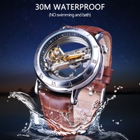 Forsining Montre de Mode Squelette Entièrement Transparent Étanche Style Steampunk Homme Nouvelle Montre Mécanique Automatique