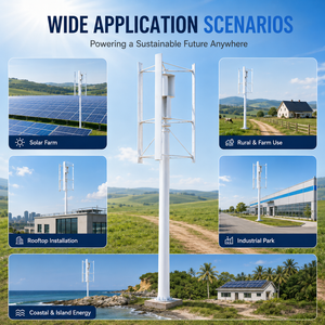 Aerogenerador Vertical de Bajo Ruido de 50KW 380V con Aspas de Vidrio/Basalto, Generador Trifásico de Imán Permanente para Techos Urbanos y Edificios Altos - Product Image 4