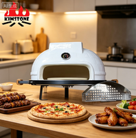 Four à pizza au charbon de bois en céramique et mullite Kimstone de 21 pouces avec chariot, facile à assembler, cuisine extérieure