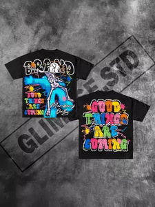 100% algodón de alta calidad logotipo personalizado VLones marca impresa camiseta transpirable Casual Vlon Animal gráfico de gran tamaño de punto - Product Image 5