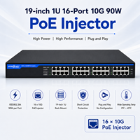 Injecteur/PoE Mid-Span 19'' 16 Canaux 10G 44V~57V avec Port Réseau et Alimentation, Prise en Charge des Ports Ecah IEEE802.3bt, Injecteur PoE 90W