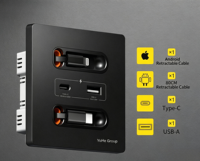 Enchufe de Pared Inteligente YuHe Group Smart Life 10A, 2 Tomas de Corriente, 1 USB-C, 1 USB-A, Cable Retráctil Integrado, Panel de Aluminio Moderno, Wi-Fi Rápido