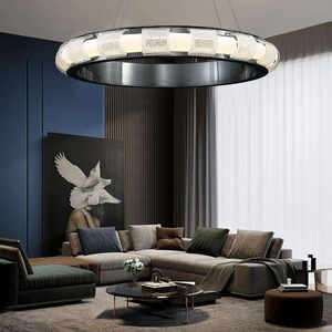 철 유리 LED 샹들리에 포스트모던 거실 식당 빌라 장식 G9 전구 LED 라운드 펜던트 조명 - Product Image 5