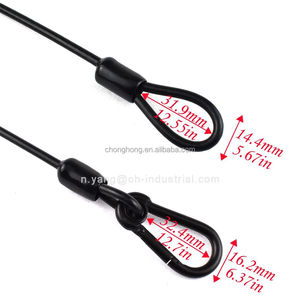 Câble en acier flexible <span class=keywords><strong>de</strong></span> 5/32 po, câble <span class=keywords><strong>de</strong></span> sécurité robuste, revêtement vinyle, 7x7, extrémités bouclées en acier inoxydable, corde métallique avec mousqueton - Product Image 2