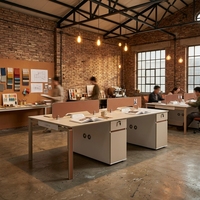 Bureau professionnel convertible et durable avec rangement latéral intégré, finition importée en MDF E1, joint PVC 2 mm, pour personnel