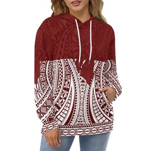 Felpe con cappuccio di alta qualità all'ingrosso da uomo polinesiano Design tribale rosso <span class=keywords><strong>oversize</strong></span> <span class=keywords><strong>felpa</strong></span> con cappuccio Unisex Streetwear con cappuccio - Product Image 3