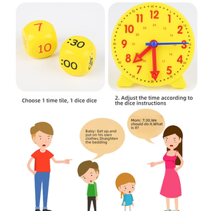 Kit <span class=keywords><strong>de</strong></span> <span class=keywords><strong>Reloj</strong></span> Interactivo para Niños, Juguete Educativo con Tarjetas <span class=keywords><strong>de</strong></span> Rompecabezas y Dados para el Aprendizaje Temprano del Reconocimiento del Tiempo - Product Image 4