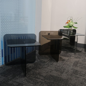Design moderno Art Glass Coffee <span class=keywords><strong>Table</strong></span> Home Furniture Sala Transparente Segurança Mesa De Chá De Vidro Temperado