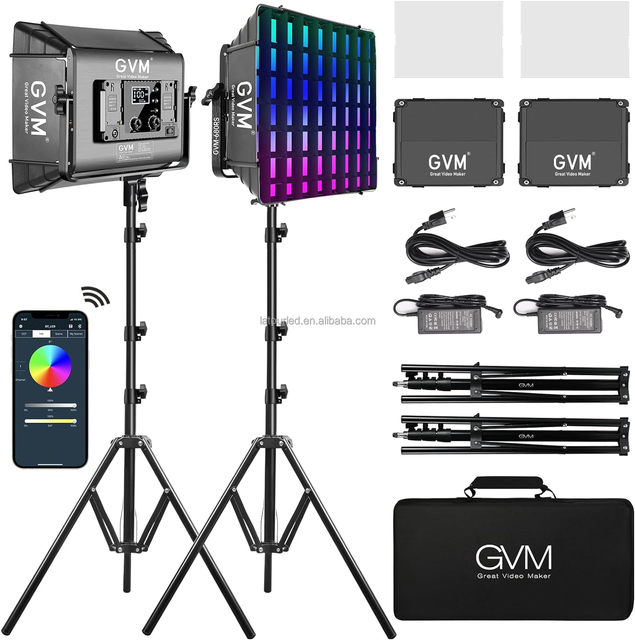 GVM Official 680RS High Quality 2pcs RGB LED Video Light 3200-5600K 50W Photography Studio Led Panel Light Kit for Youtube Live