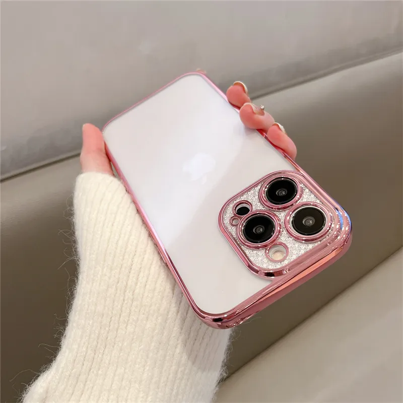 hard PC electroplated for iphone case with dust proof for iphone 14 diamond lens protection case