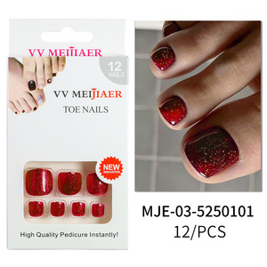 24 pièces Bestseller Simple Short Style Summer Nail Art pour adultes, <span class=keywords><strong>faux</strong></span> <span class=keywords><strong>ongles</strong></span> blancs et rouges en forme de diamant brisé - Product Image 2