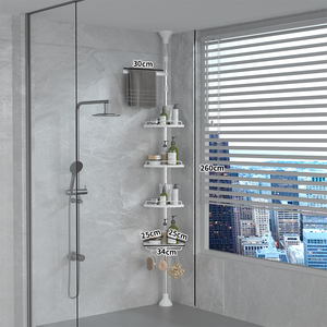 Venta caliente soporte de pie estante ajustable telescópico <span class=keywords><strong>4</strong></span> niveles baño esquina ducha estante champú para organizador de almacenamiento - Product Image 5