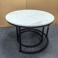Ensemble de bureau d'appoint moderne de luxe pour la maison, couleur personnalisée, fer forgé, plateau en bois, table basse circulaire en marbre et ciment, pliable