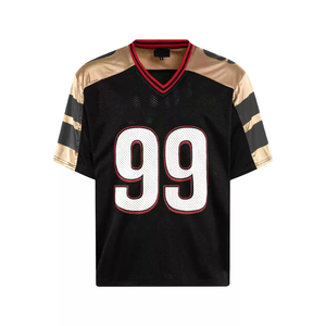 Maillot de football/soccer en maille respirante pour homme, col en V, 100 % coton, coupe oversize, avec impression personnalisée et blocs de couleur, par le fabricant - Product Image 5