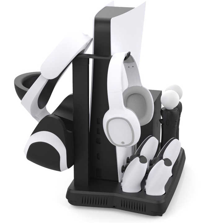 9 in 1 Vertical Stand Cooling Fan Dock Station for Playstation5 Ps5 Ps VR Game Console with Dual Charger for Ps Move Controller
