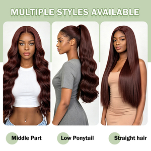 Pelucas de Cabello Humano con Ondas Suaves 99J, Cabello Vietnamita 100% Natural, Peluca con Cierre de Encaje 5x5, Densidad 180%-200% - Product Image 5