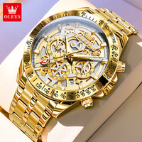 Montre à quartz pour homme OLEVS 9913, bracelet en acier inoxydable avec miroir revêtu haute dureté, montre squelette de luxe pour les affaires