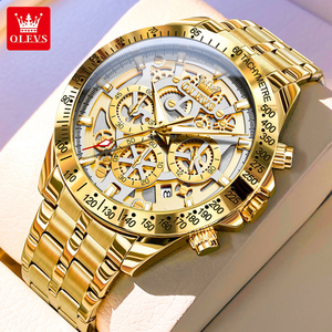 OLEVS 9913 Orologio al Quarzo da Uomo con Vetro Rivestito ad Alta Durezza, Bracciale in Acciaio Inossidabile, Orologio da Polso Scheletrato di Lusso per Affari - Product Image 1