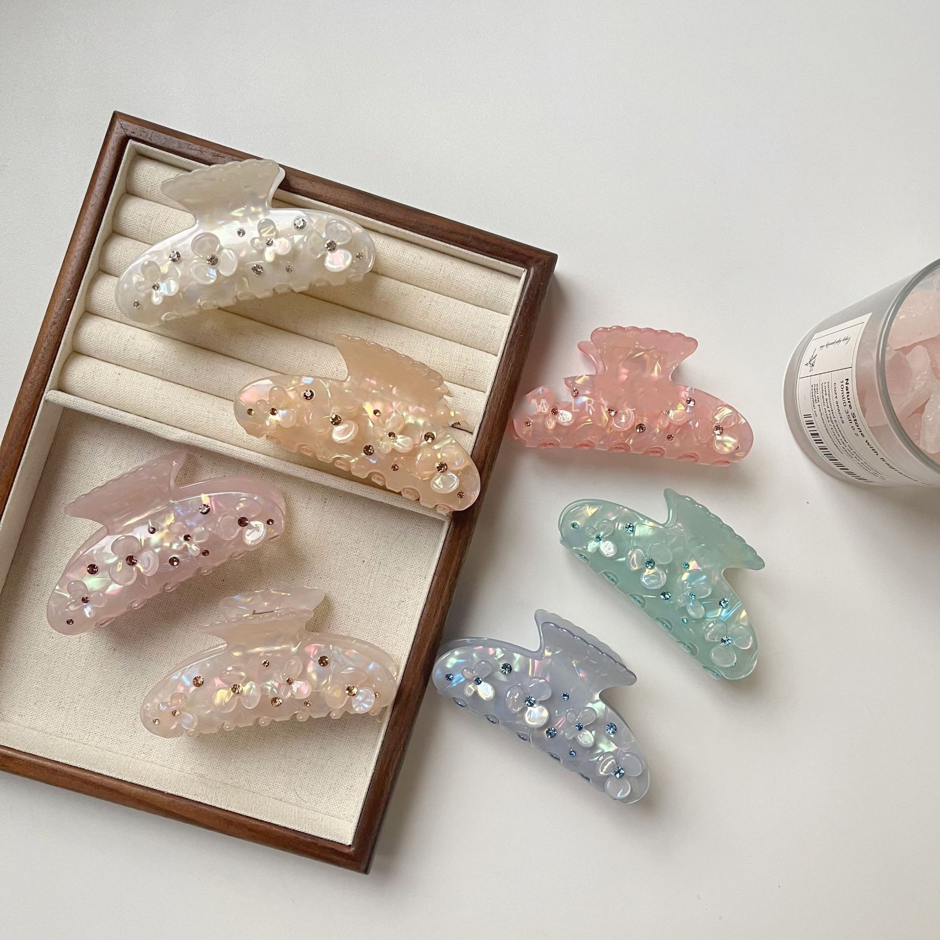 Rhinestone and Acrylic Crystal Hair Clips Lot of 14 10 alloy rhinestone hair clips, fashionable small grab hair  main image 4