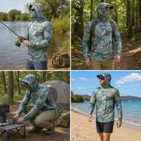 Sweat à capuche de pêche pour homme camouflage, imperméable, haute performance, avec masque facial, protection solaire UPF 50+, séchage rapide, haut d'extérieur personnalisé