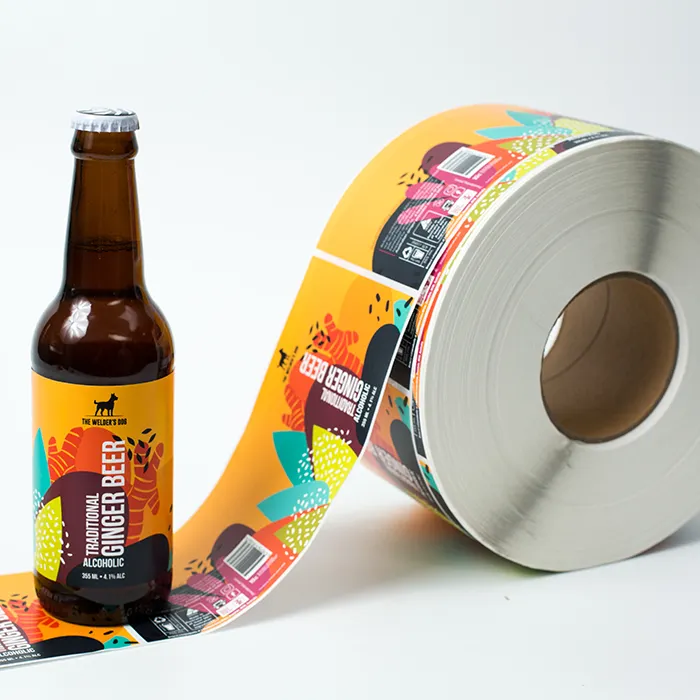 factory customised CMYK printing freezer product adhesive sticker   waterproof roll packaging labels for beer bottles